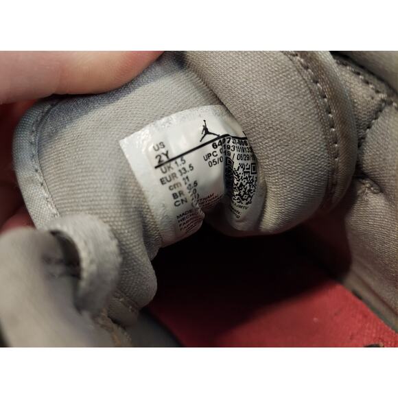 Nike Air Jordan 1 Mid Sunrise Silver Pink Orange Size 2y Crimson Sneakers Shoes - Picture 5 of 6